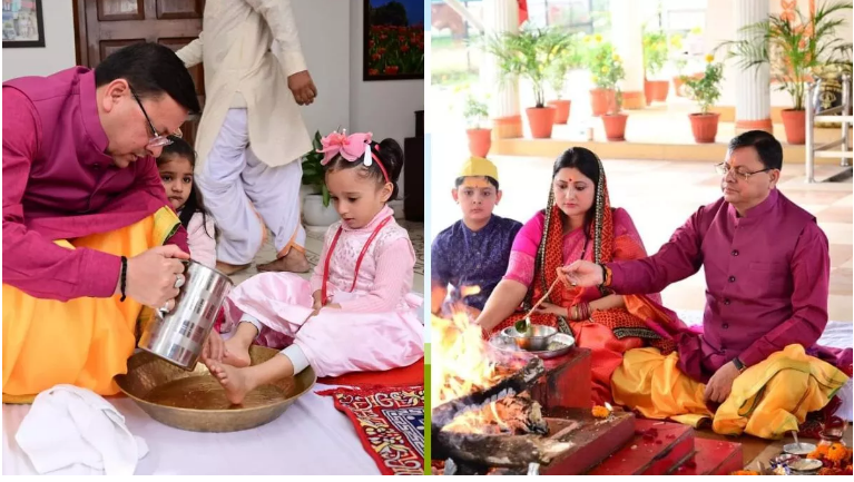 Photo of CM धामी ने विधि-विधान से किया कन्या-पूजन, हवन कर किया उद्यापन