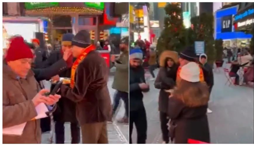 Photo of प्राण प्रतिष्ठा समारोह से पहले न्यूयॉर्क के टाइम्स स्क्वायर में बांटे गए लड्डू