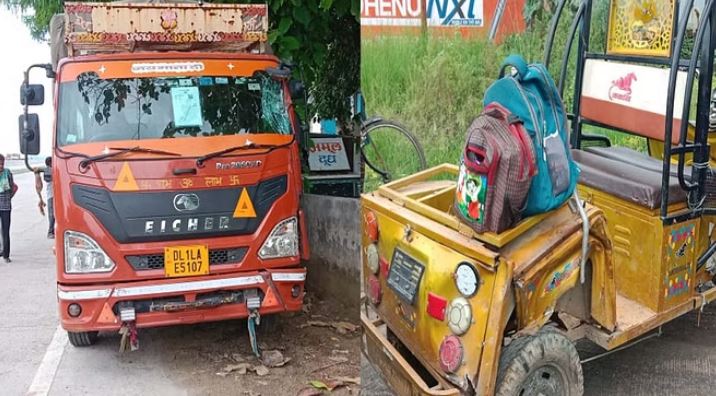 Photo of फतेहपुर: डीसीएम की टक्कर से ई-रिक्शा पलटा, चार छात्र घायल