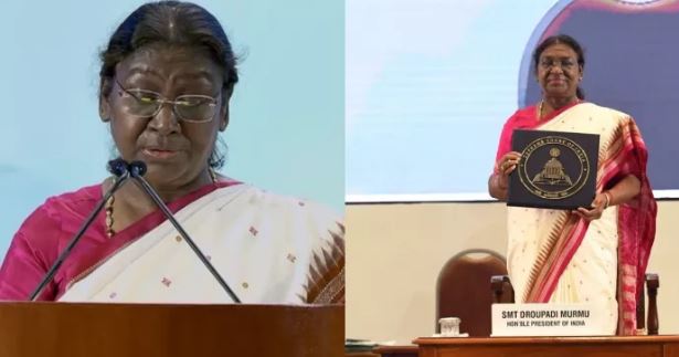 Photo of राष्ट्रपति द्रौपदी मुर्मू ने सुप्रीम कोर्ट की 75वीं वर्षगांठ पर नए ध्वज और प्रतीक चिन्ह का किया अनावरण