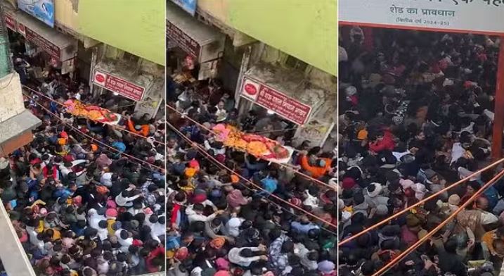 Photo of नए साल पर बांके बिहारी के दर्शन के लिए इस कदर उमड़ी भीड़, श्रद्धालुओं के बीच महिला की अर्थी