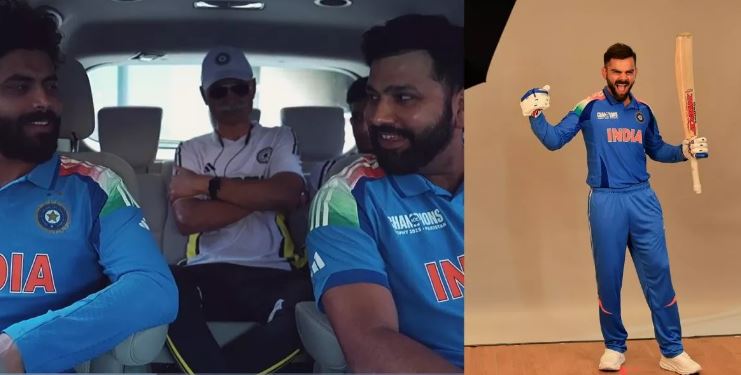 Photo of भारत की नई जर्सी पहने रोहित शर्मा और रवींद्र जडेजा के बीच हुई मजेदार बातचीत