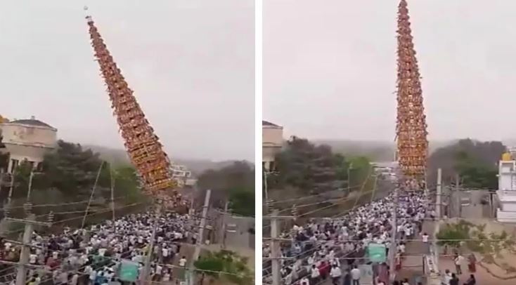 Photo of बेंगलुरू में उत्सव के दौरान बड़ा हादसा, भीड़ के ऊपर गिरा 100 फीट ऊंचा रथ