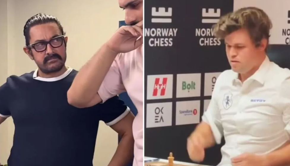 Photo of  Aamir Khan ने शतरंज खिलाड़ी मैग्नस कार्लसन के वायरल मीम को किया रिक्रिएट