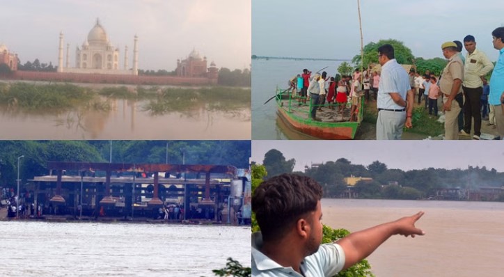 Photo of यूपी: विकराल यमुना की डरावनी तस्वीरें, ताजमहल तक पहुंचा पानी