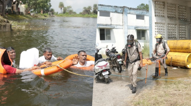 Photo of छत्तीसगढ़: कोरबा में बाढ़ और क्लोरीन गैस रिसाव के बीच फंसे लोगों को बचाया
