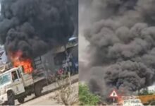 Photo of रायपुर में ब्लास्ट से दहला इलाका: रोड मार्किंग मशीन में आग के बाद धमाका