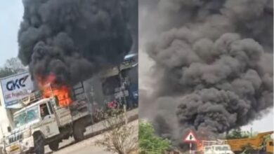 Photo of रायपुर में ब्लास्ट से दहला इलाका: रोड मार्किंग मशीन में आग के बाद धमाका