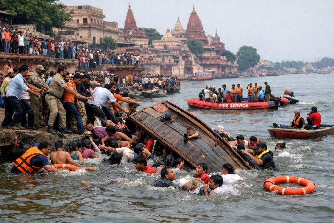 यमुना में श्रद्धालुओं से भरी नाव पलटी, 10 की मौत, कई लापता