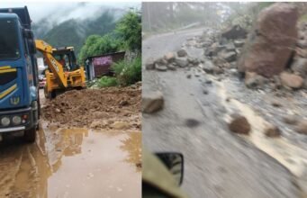 मलबा आने से यमुनोत्री हाईवे बंद, कर्णप्रयाग में गिरे भारी बोल्डर