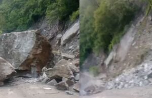 यमुनोत्री हाईवे पर भारी भूस्खलन, हनुमान चट्टी से आगे गिरे बड़े-बड़े बोल्डर