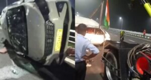 बदायूं में भीषण हादसा: गंगा एक्सप्रेसवे पर कुत्ता सामने आने से पलटी कार