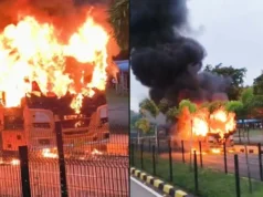 नया रायपुर में चलती बस में लगी आग, 30 से अधिक सरकारी कर्मचारी थे सवार