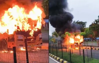 नया रायपुर में चलती बस में लगी आग, 30 से अधिक सरकारी कर्मचारी थे सवार